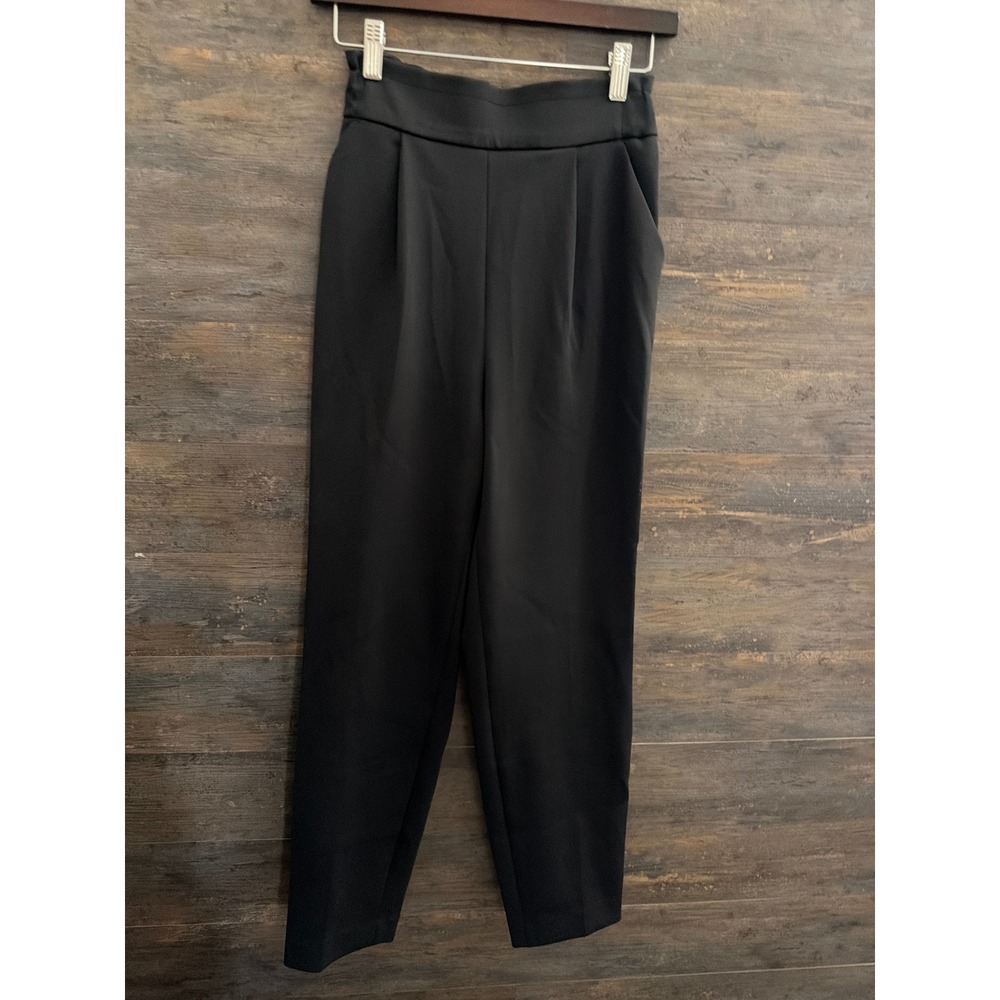 Express Womens Black High Waisted Pleated Tapered Dress Pants XS 007451538